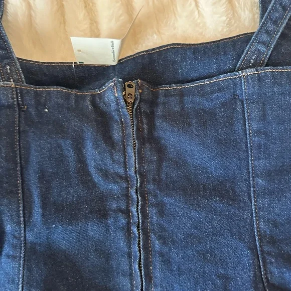 NWT Abercrombie Women’s Squareneck Bubble Hem Denim Mini Dress Size M - Picture 8 of 8